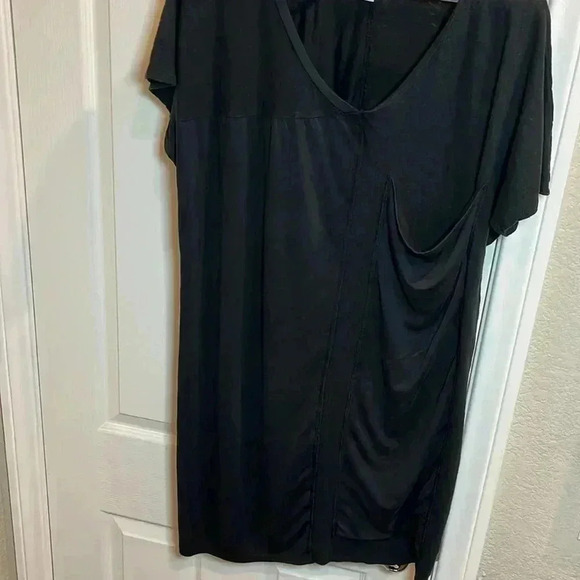 EUC Sundance Lagenlook Black Shirt Dress Asymmetrical Linen Cotton Blend Large - Picture 3 of 9